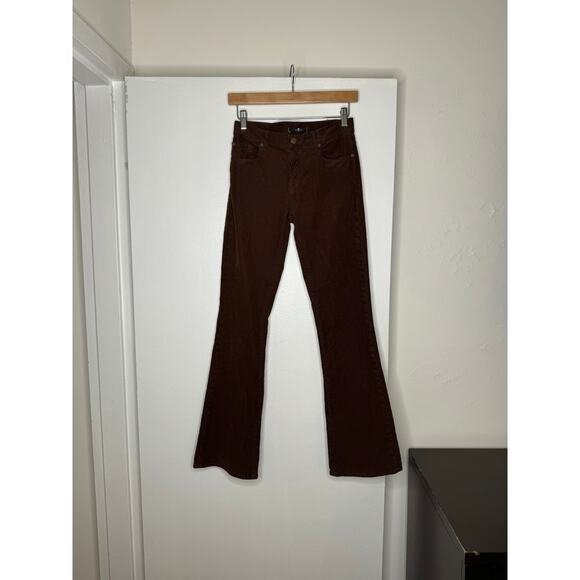 7 For All Mankind Brown Corduroy Bell Bottom Mid-rise Flared Jeans - Picture 4 of 16